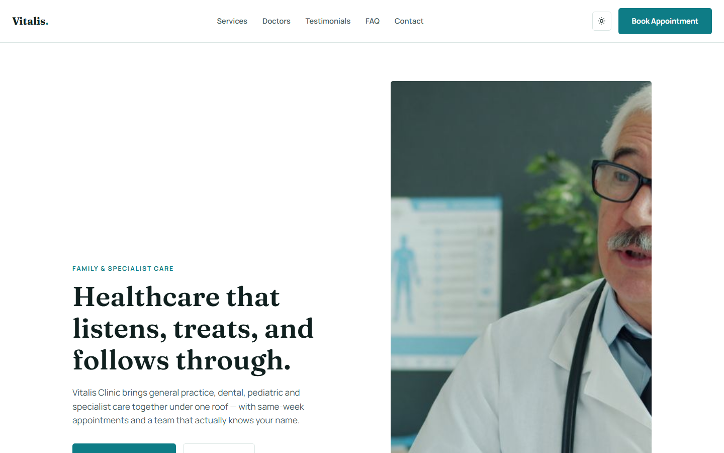 Vitalis homepage on desktop