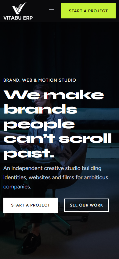 CreativeX homepage on mobile