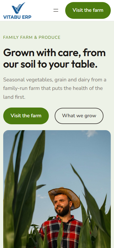 AgriNova homepage on mobile