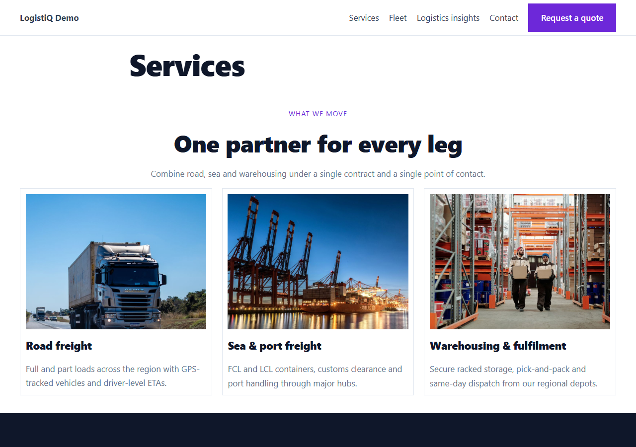 LogistiQ services page