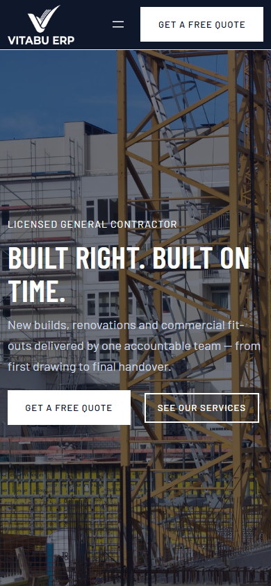 BuildMax homepage on mobile