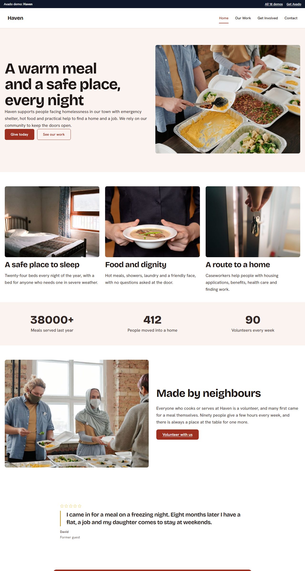 The Haven demo: a community charity site