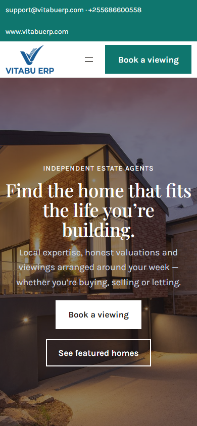 EstateHub homepage on mobile