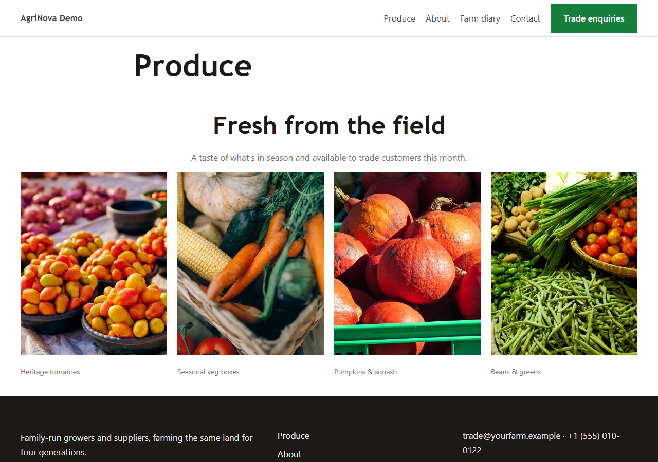 AgriNova produce page