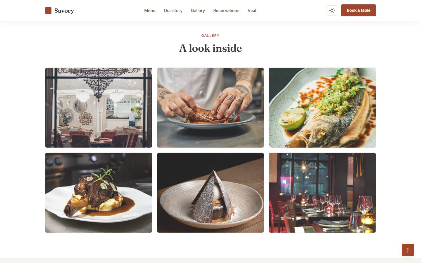 Photo gallery of dishes and dining room