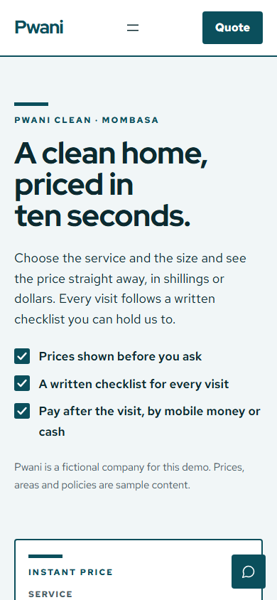 Tidewell homepage on mobile