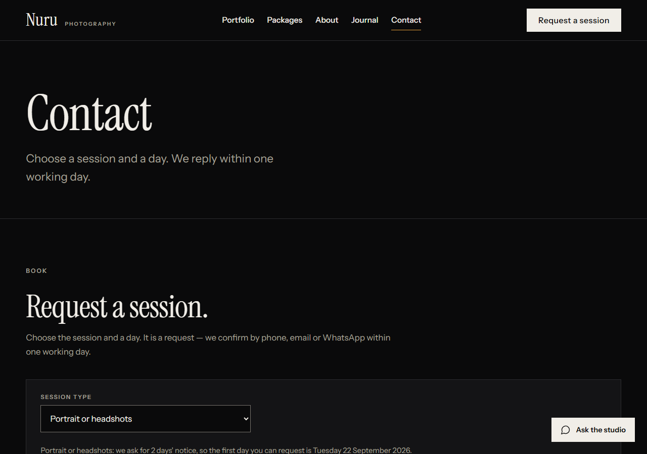 Aperture contact page