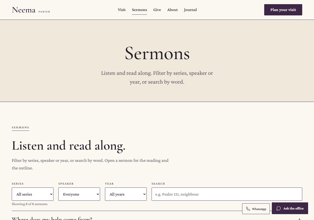 Parish sermons page