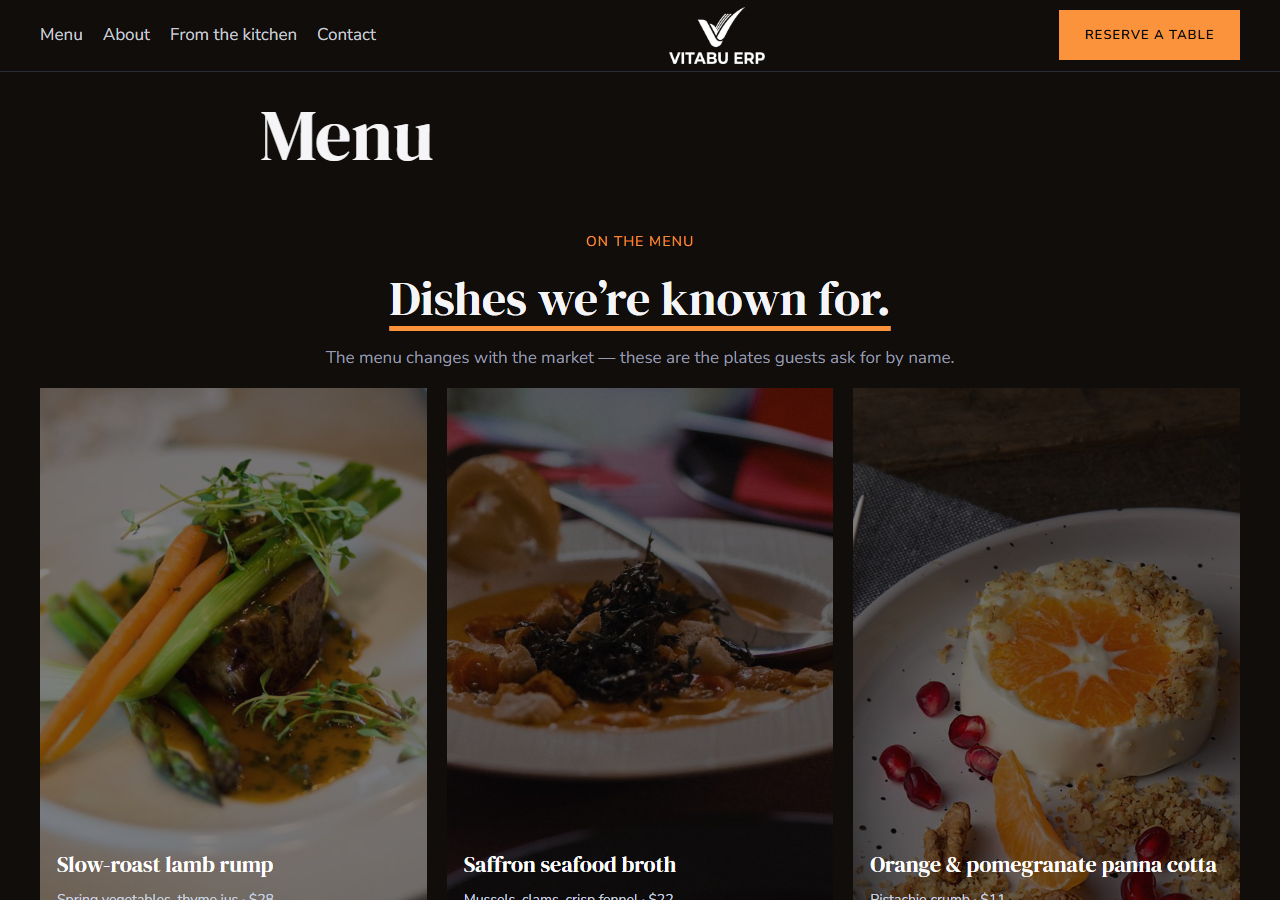 FoodoraX menu page