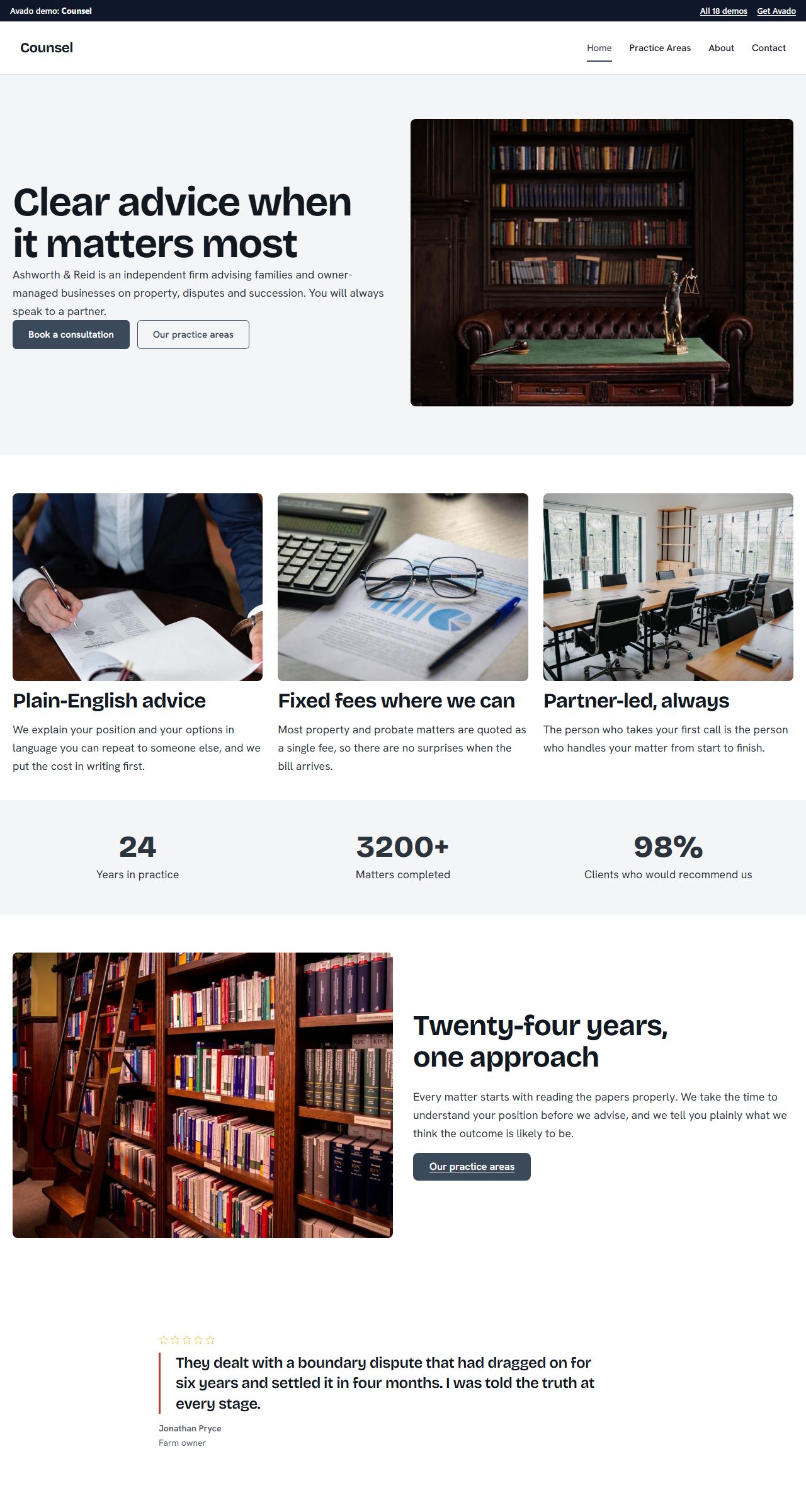 The Counsel demo: a law firm site