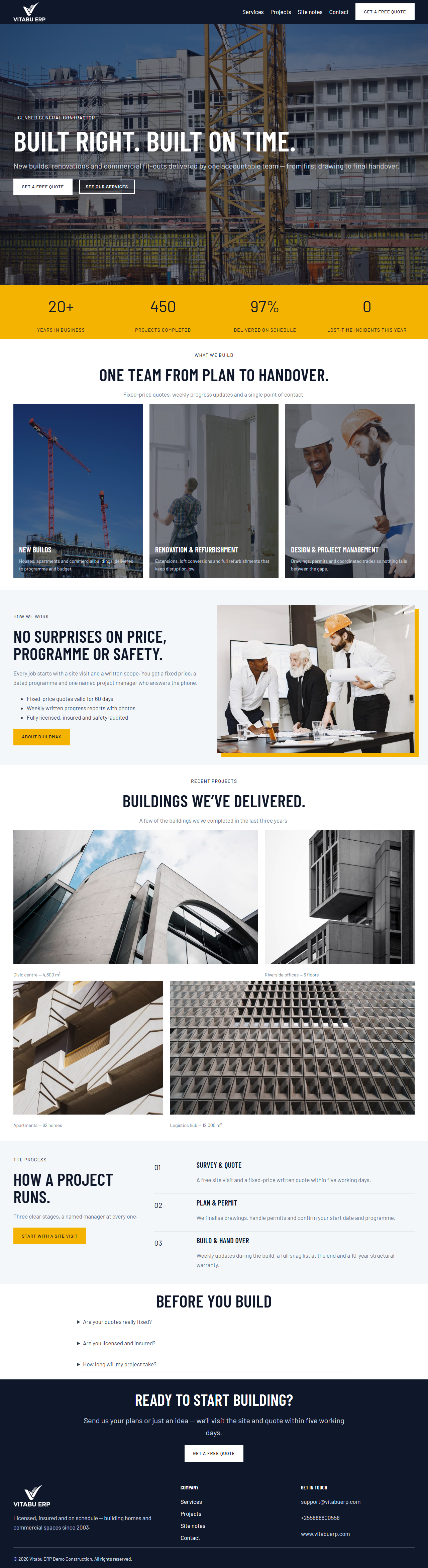 BuildMax full homepage on desktop