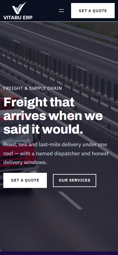 LogistiQ homepage on mobile