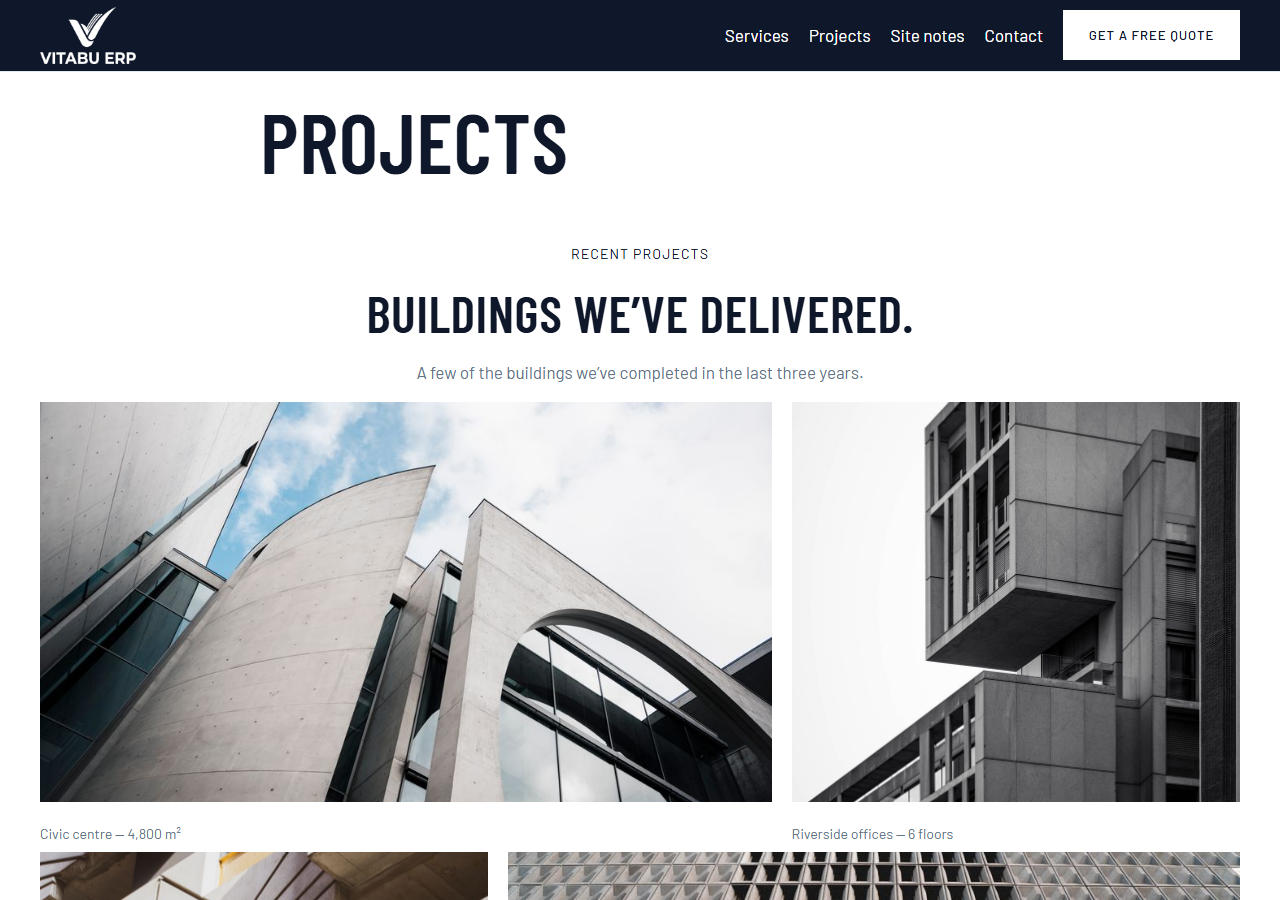 BuildMax projects page
