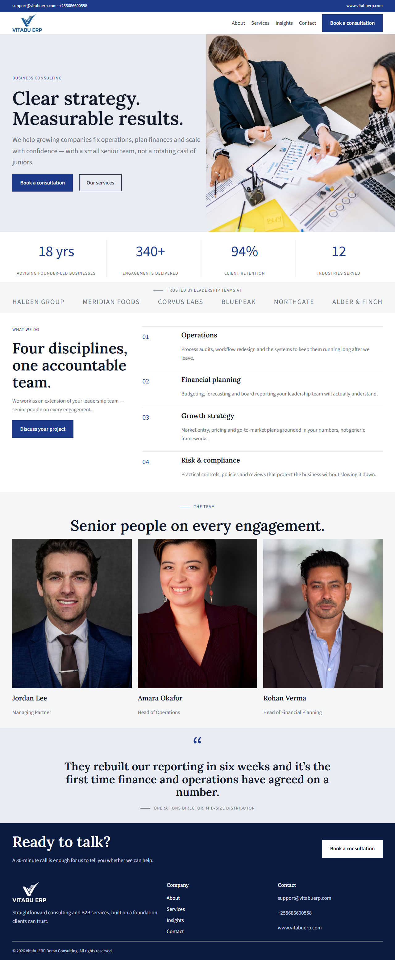BizCore full homepage on desktop