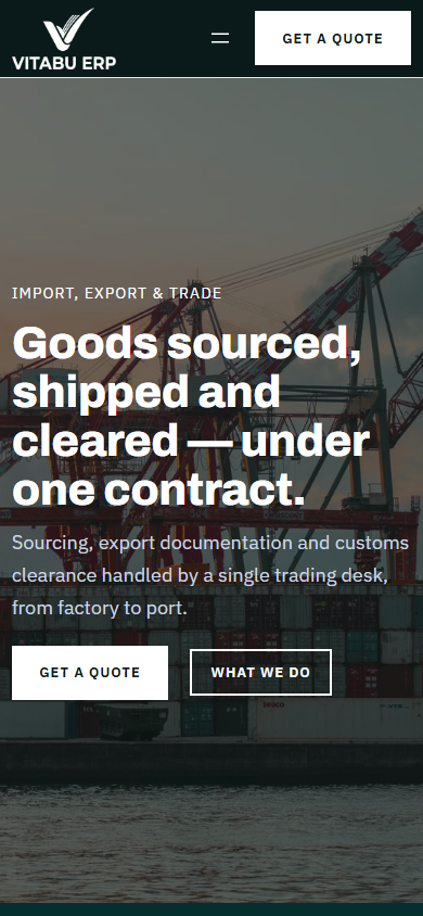 TradeLink homepage on mobile