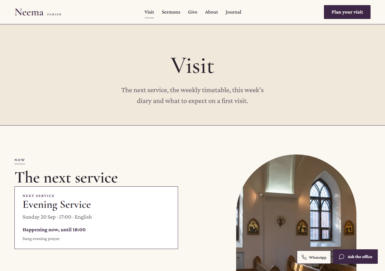 Parish visit page