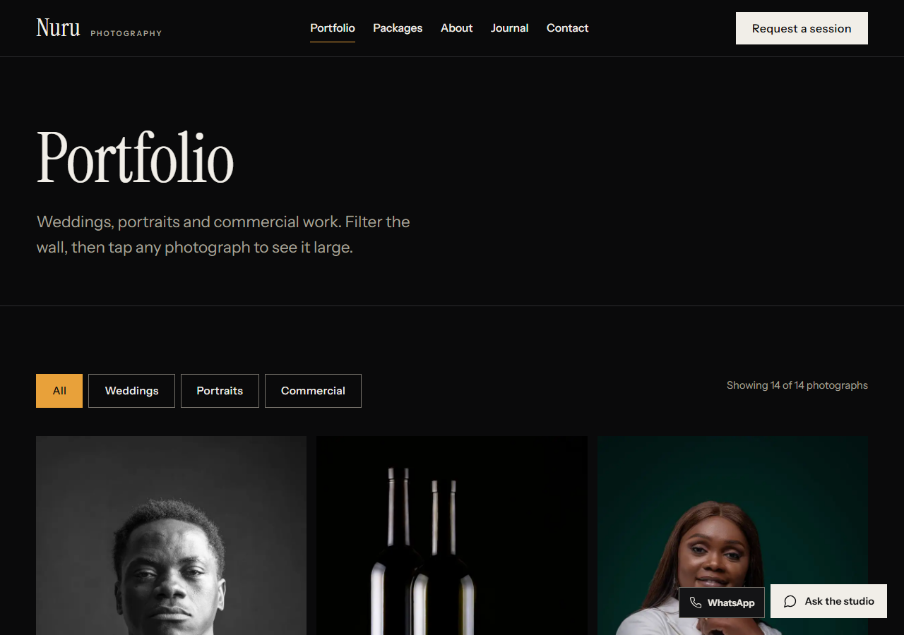Aperture portfolio page