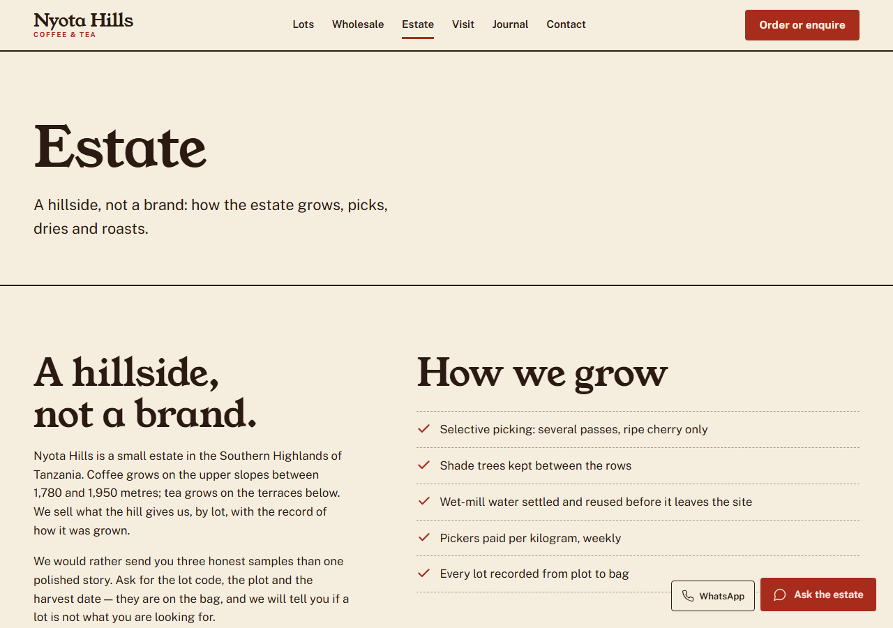 Terroir estate page