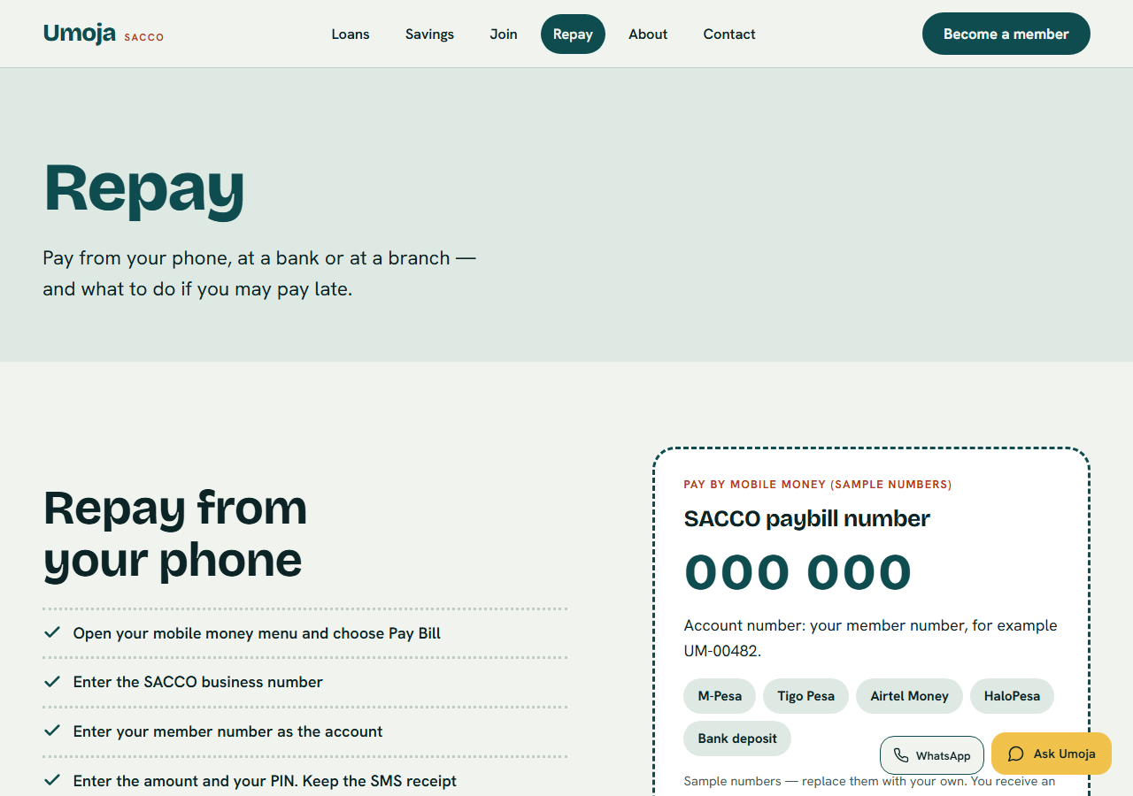 Chama repay page