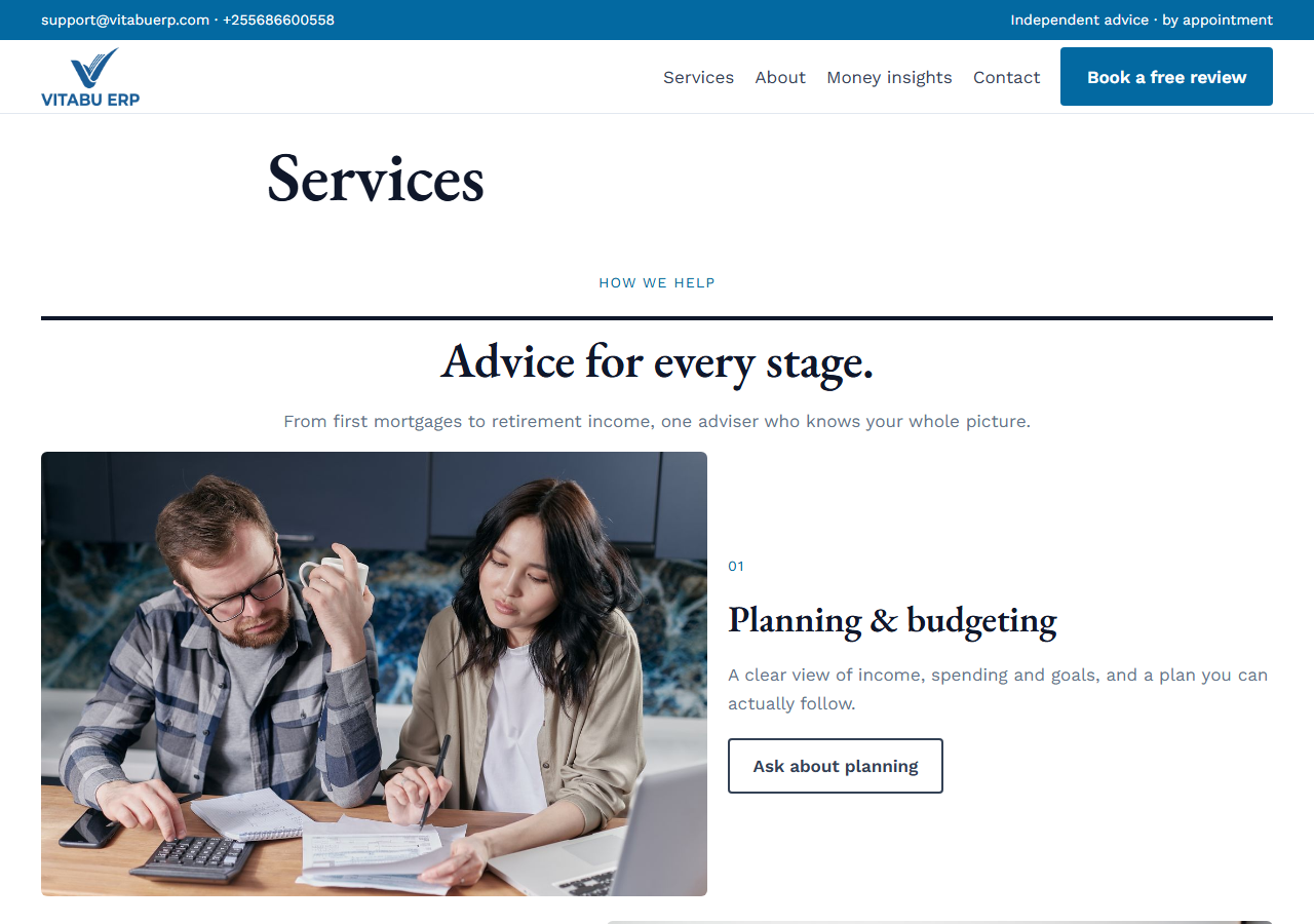 FinCore services page