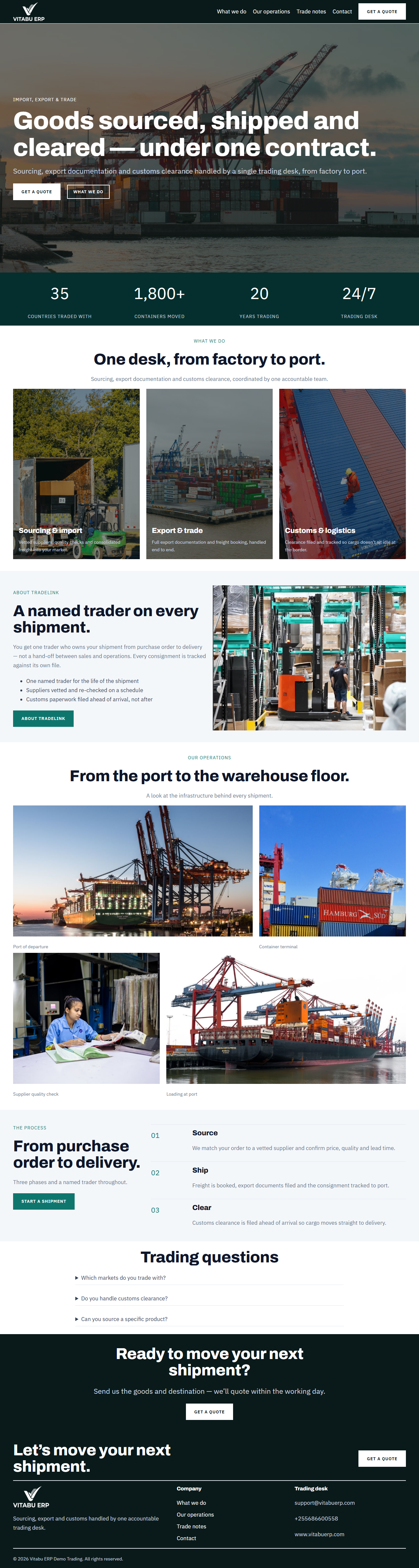 TradeLink full homepage on desktop