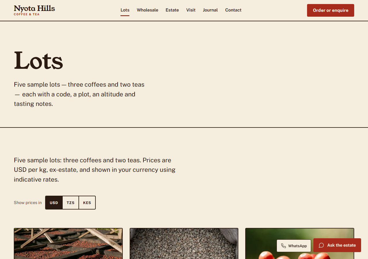 Terroir lots page