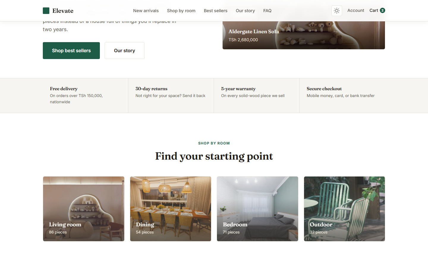 Shop by room category grid