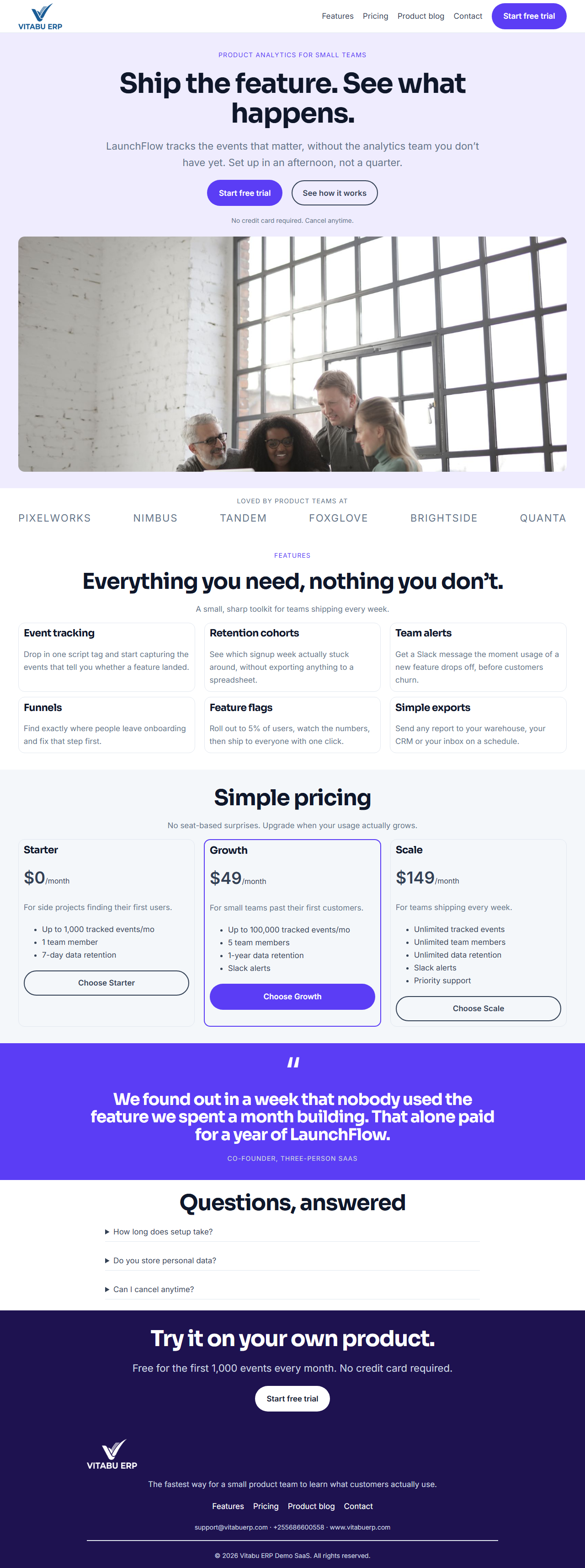 LaunchFlow full homepage on desktop