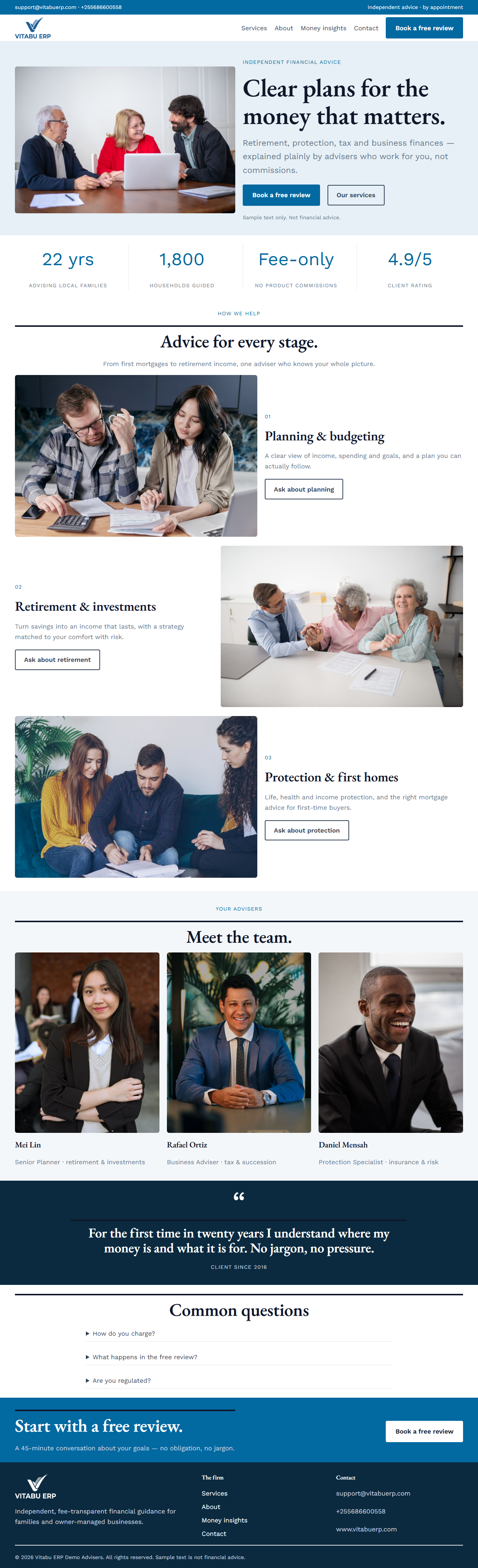 FinCore full homepage on desktop
