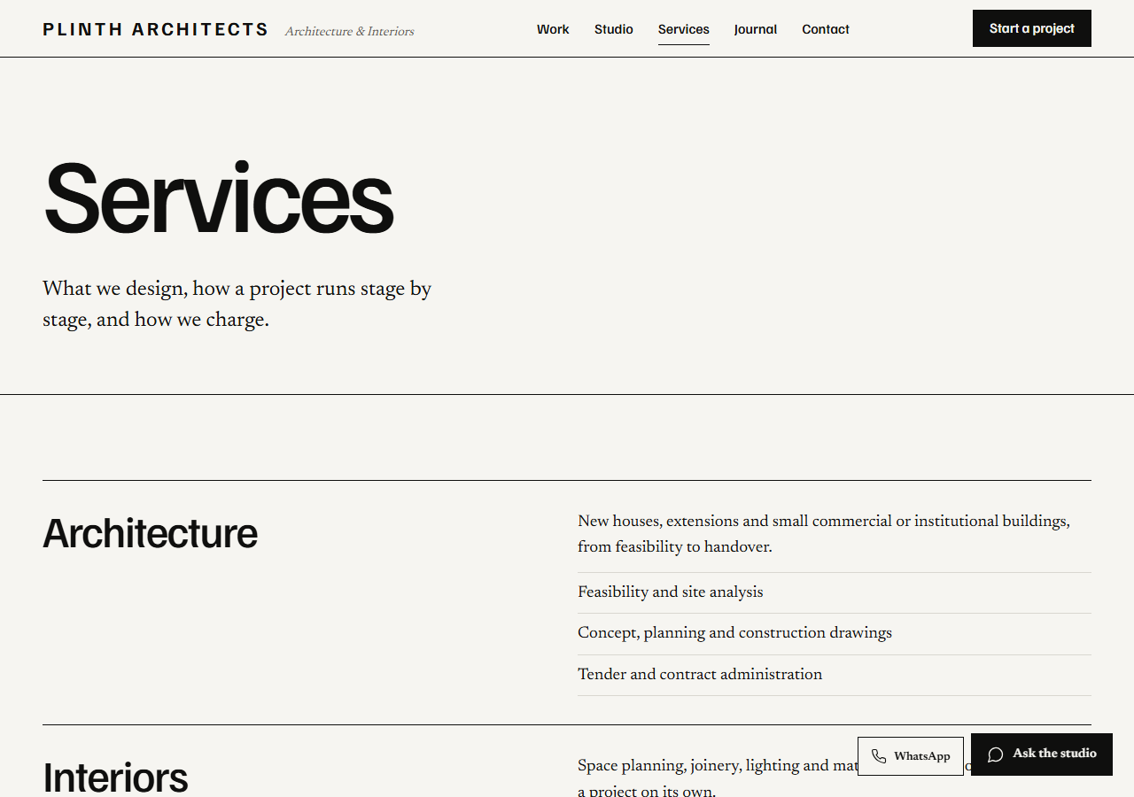 Plinth services page