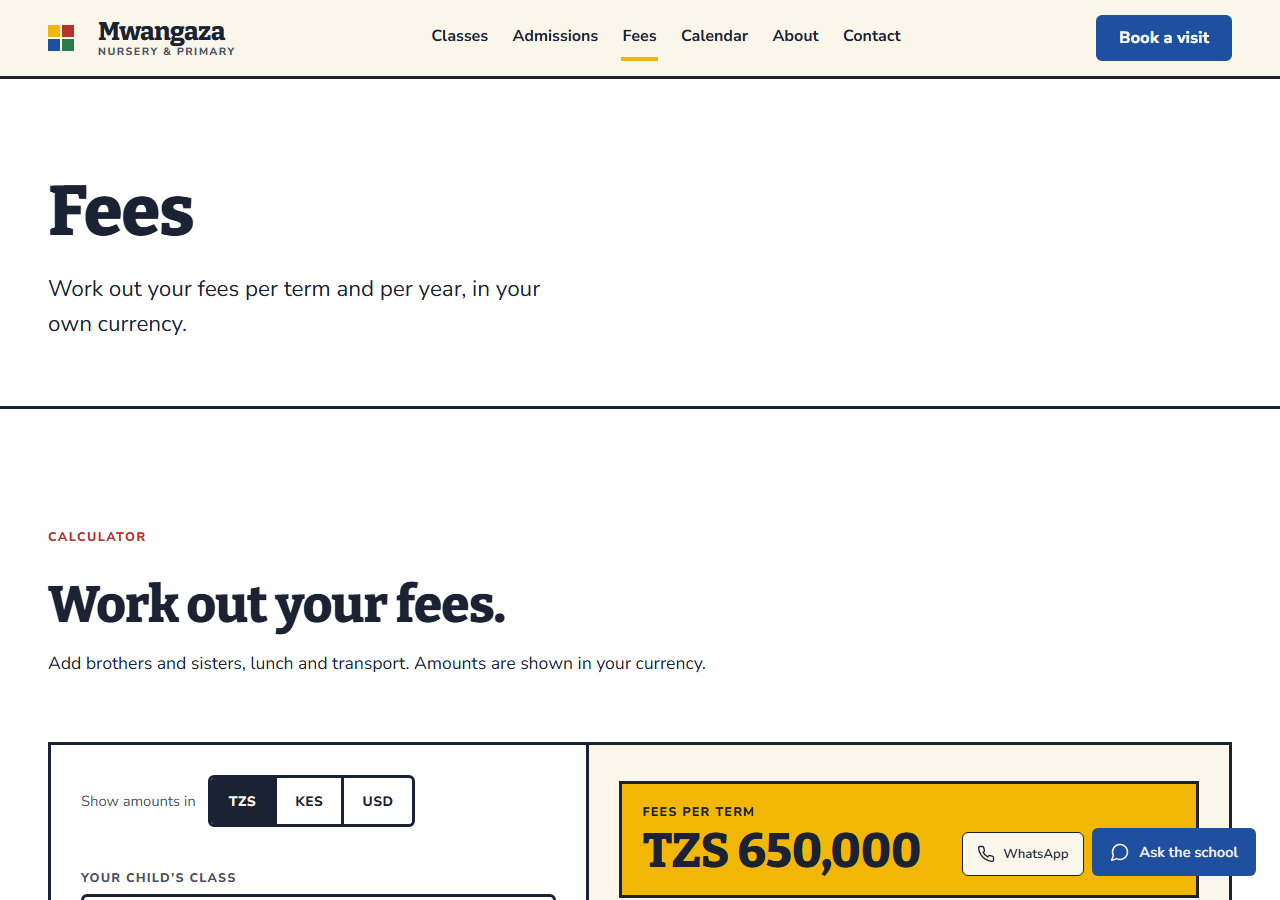 Primer fees page