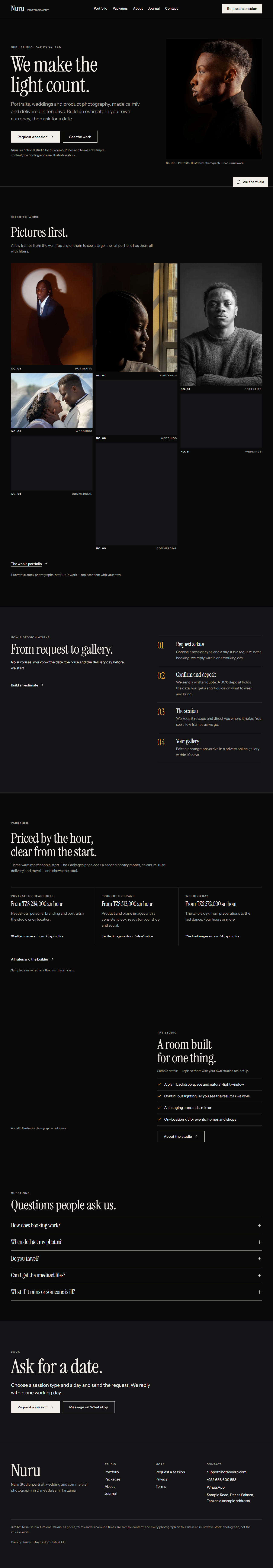 Aperture full homepage on desktop
