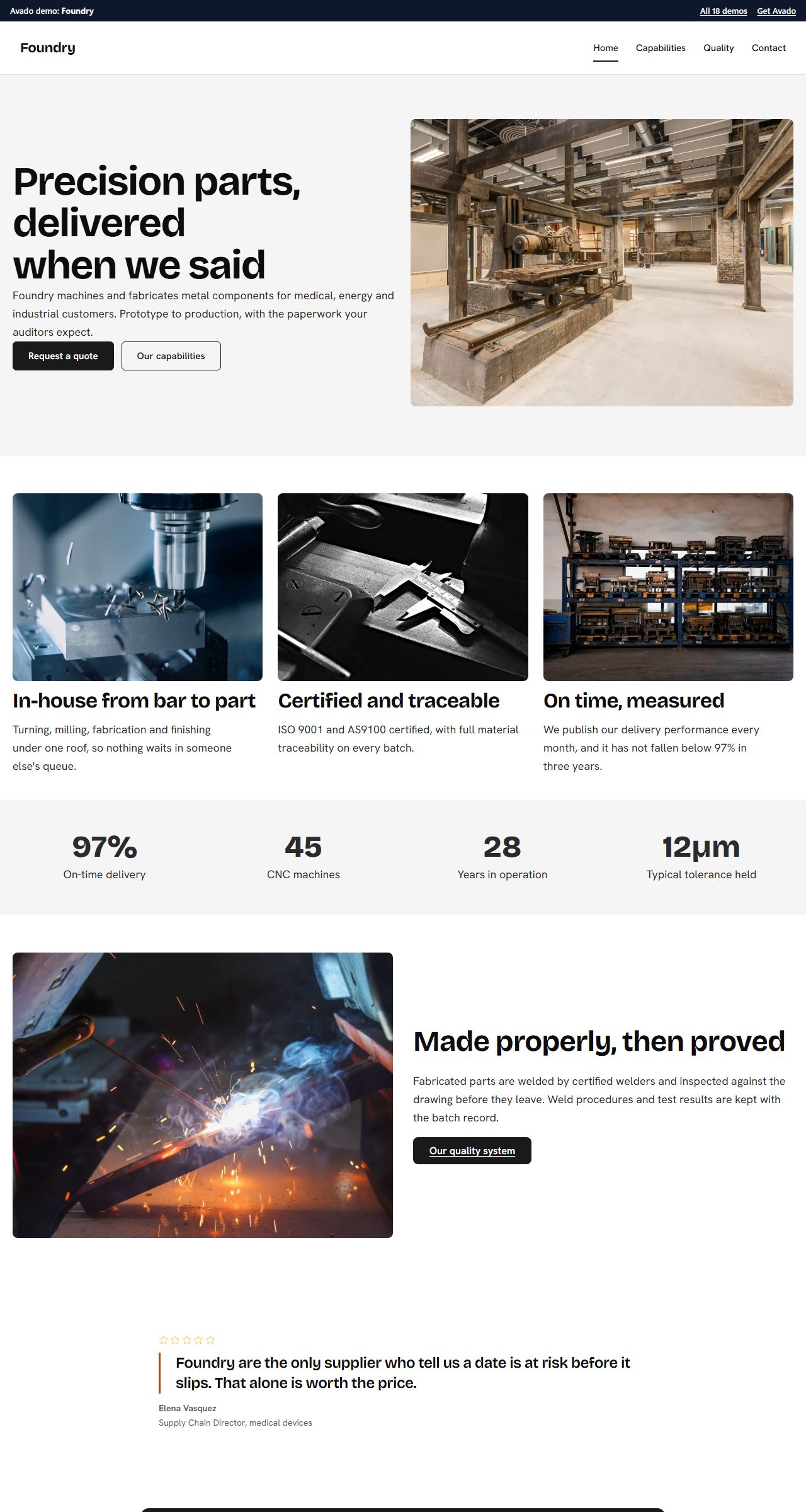 The Foundry demo: a precision manufacturing site