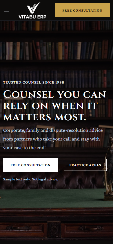 LegalPro homepage on mobile