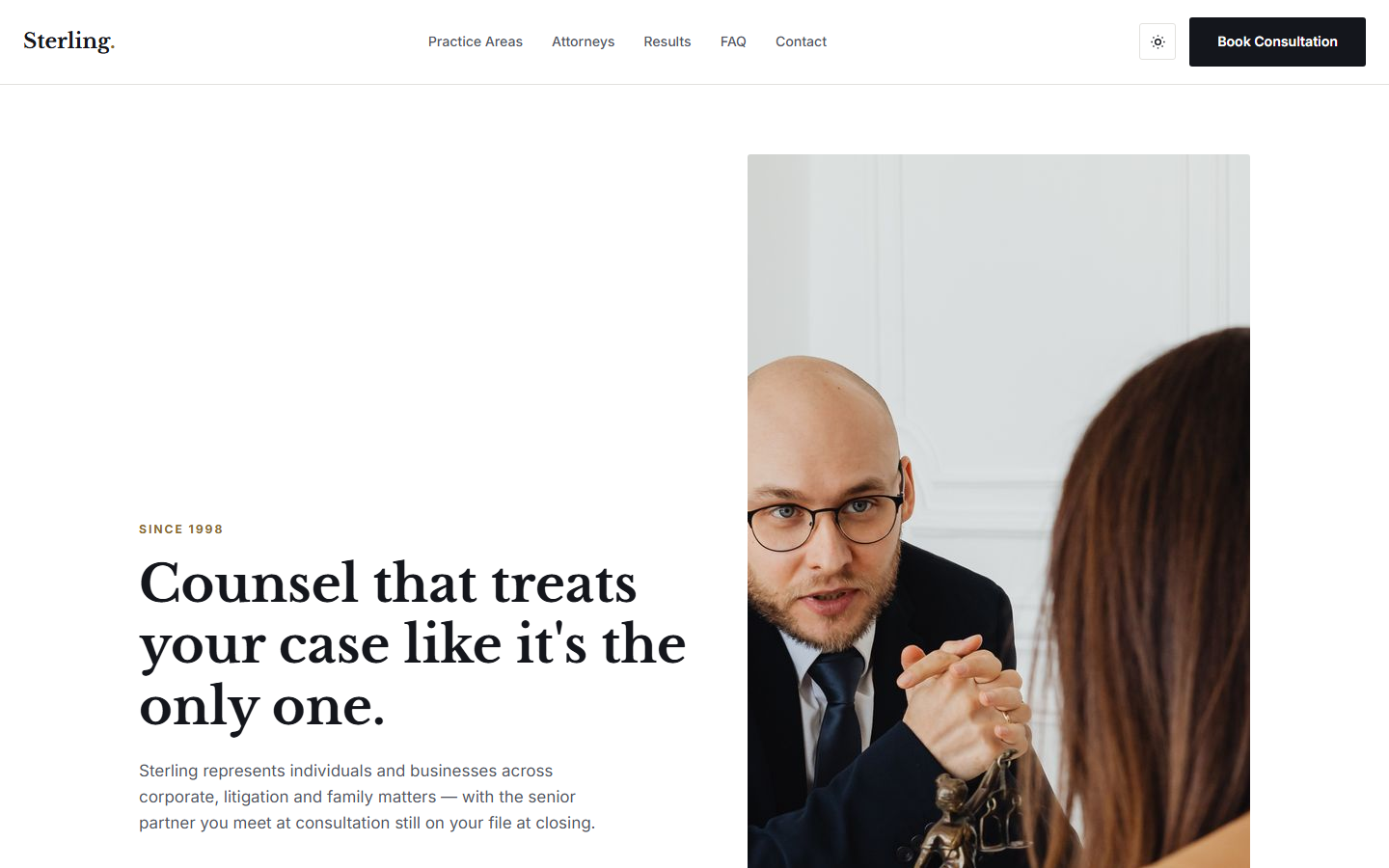 Sterling homepage on desktop