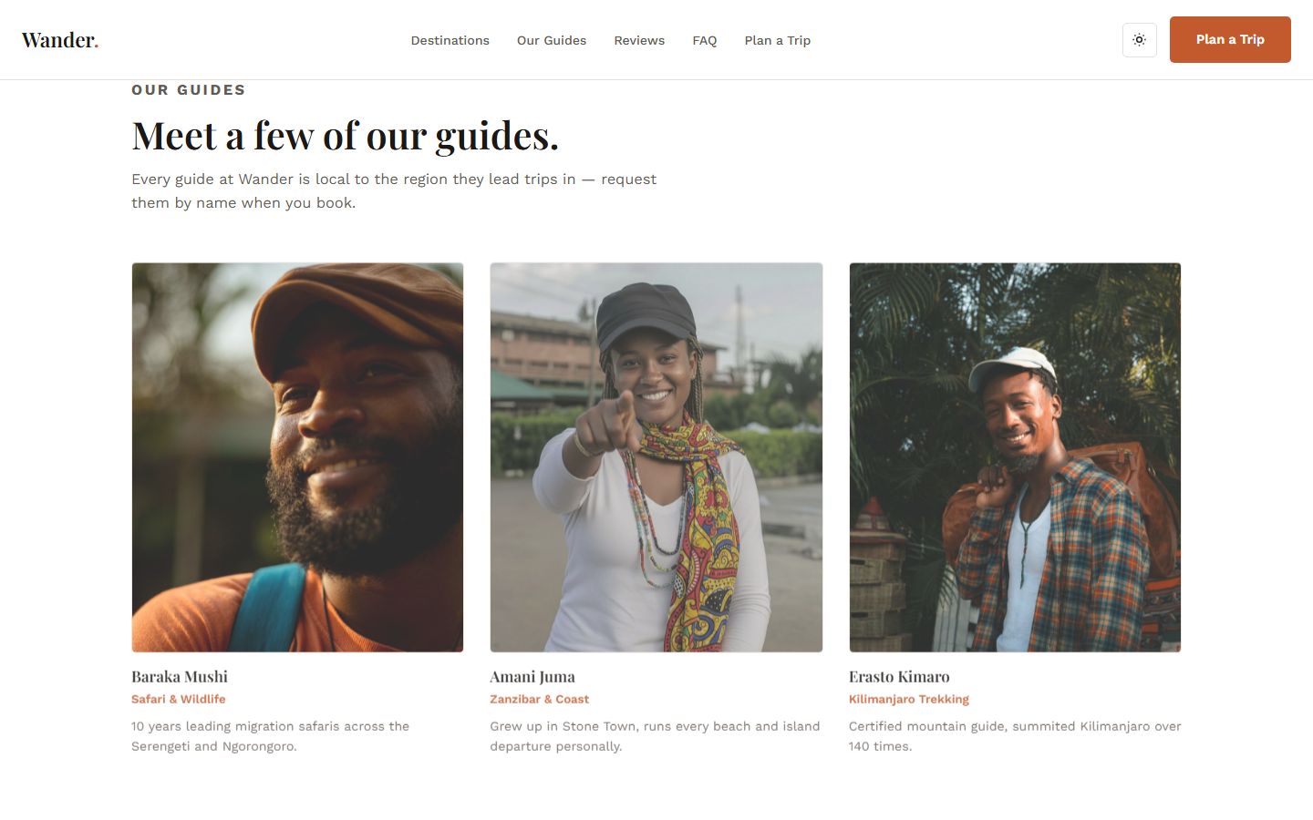 Local guide team section
