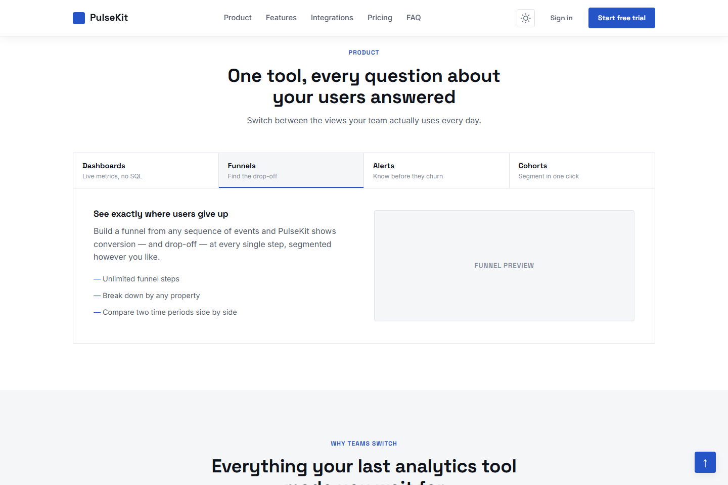 PulseKit interactive product tabs