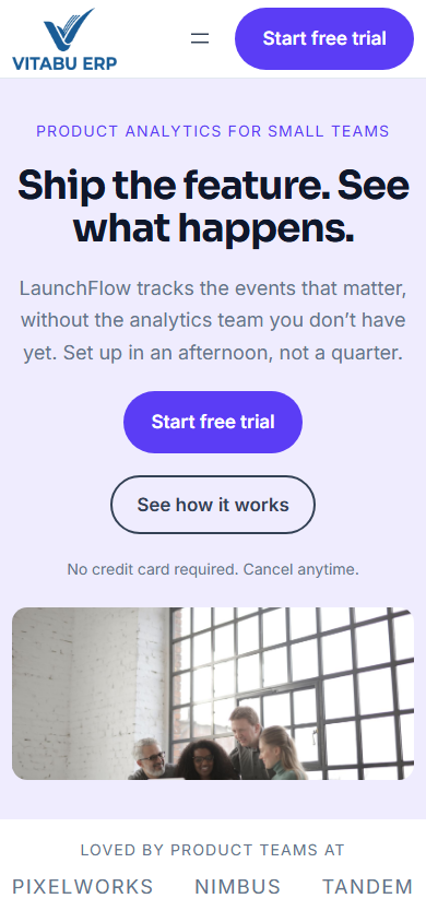 LaunchFlow homepage on mobile