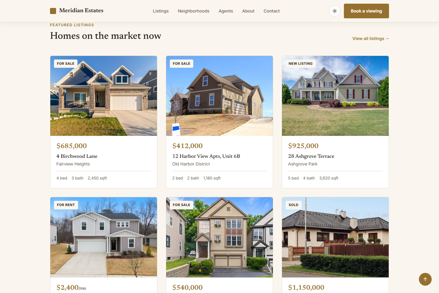 Meridian featured listings grid
