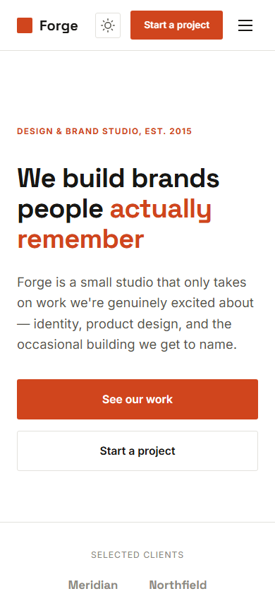 Forge homepage on mobile