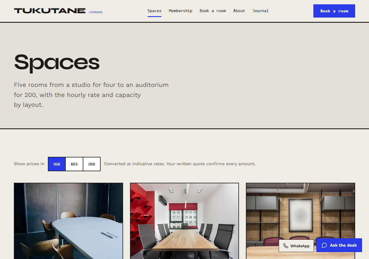 Commons spaces page