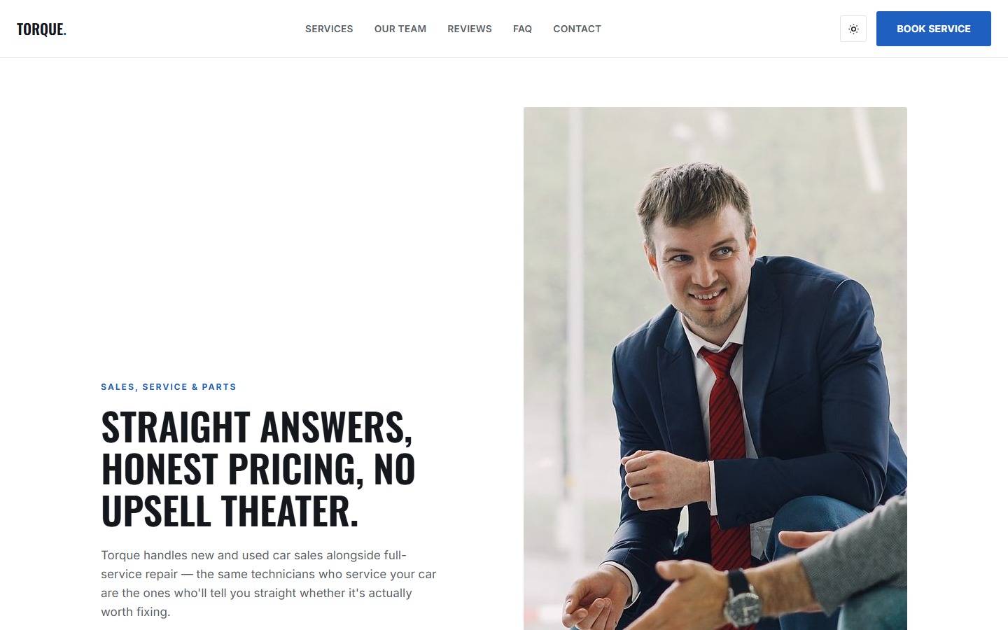 Torque homepage on desktop