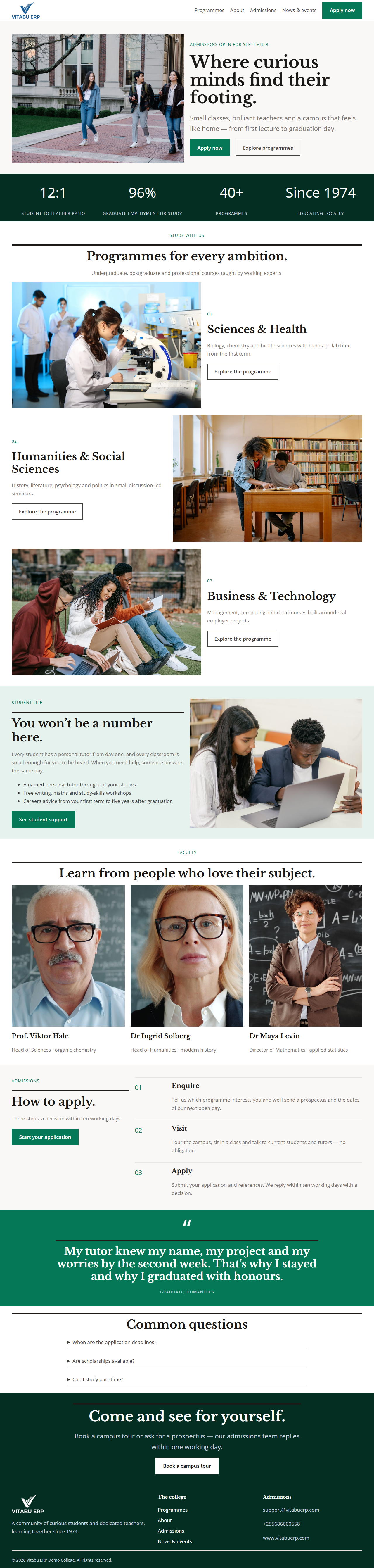 EduCore full homepage on desktop
