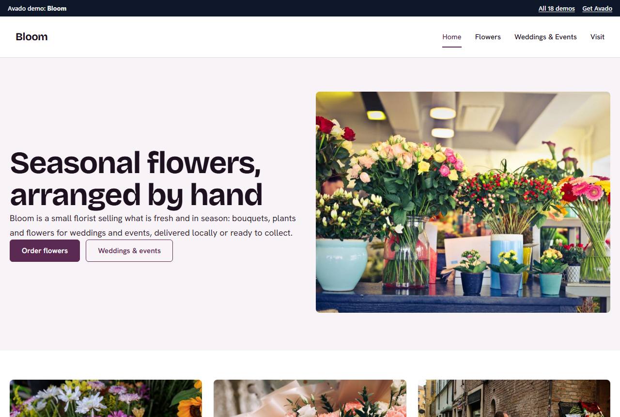 Home page of the Bloom demo