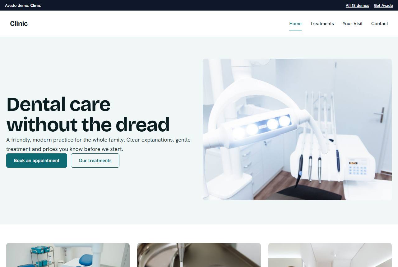Home page of the Clinic demo