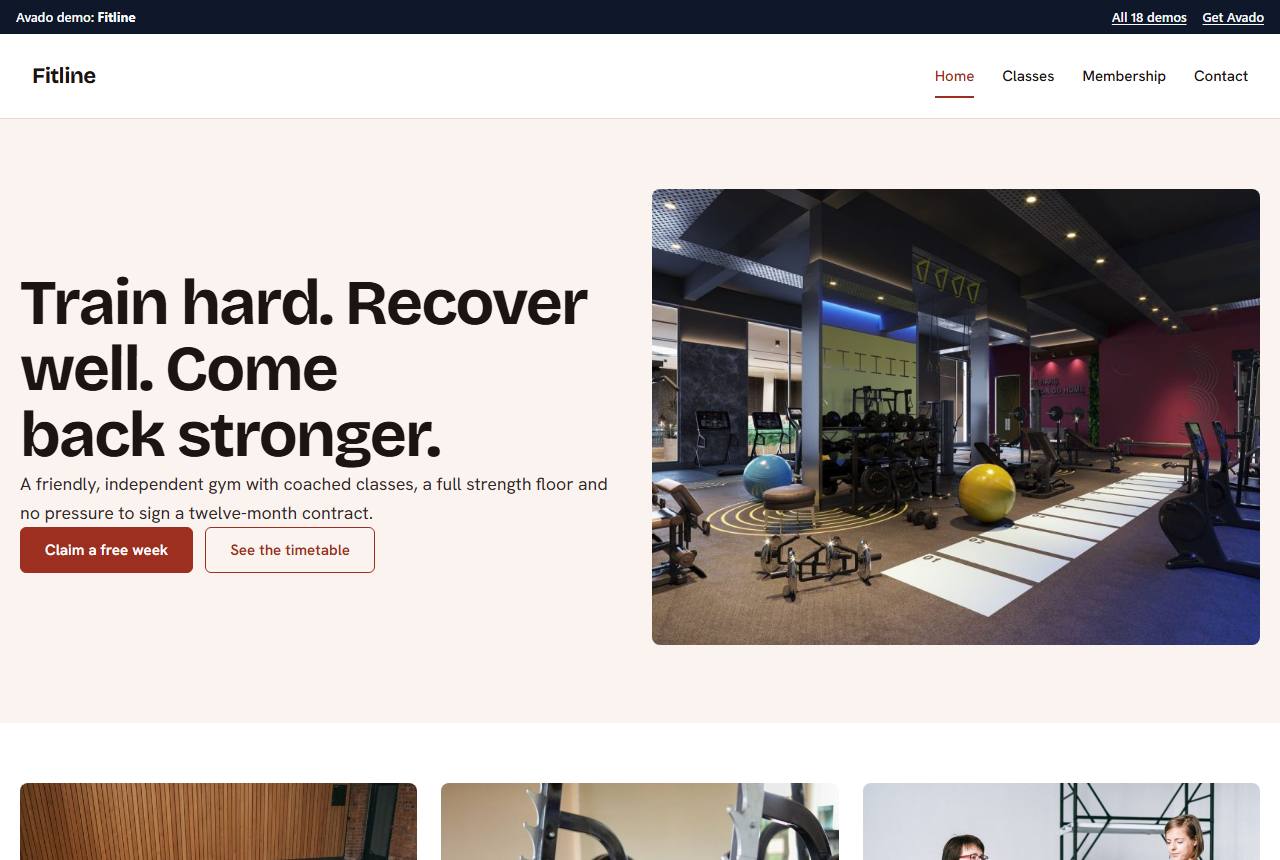 Home page of the Fitline demo