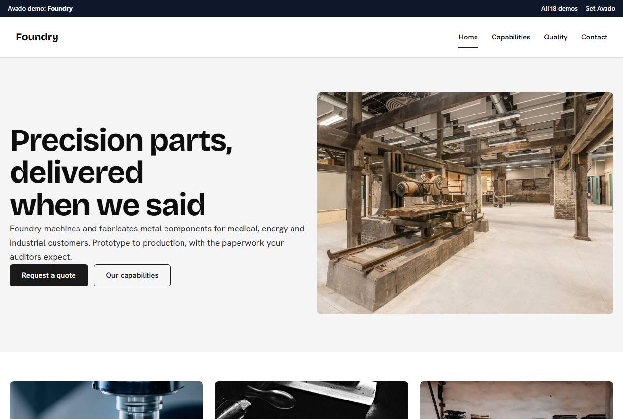 Home page of the Foundry demo