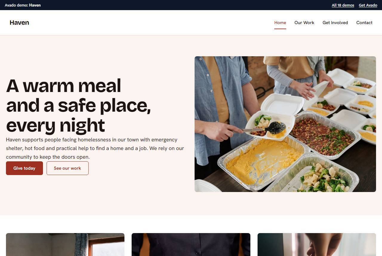 Home page of the Haven demo