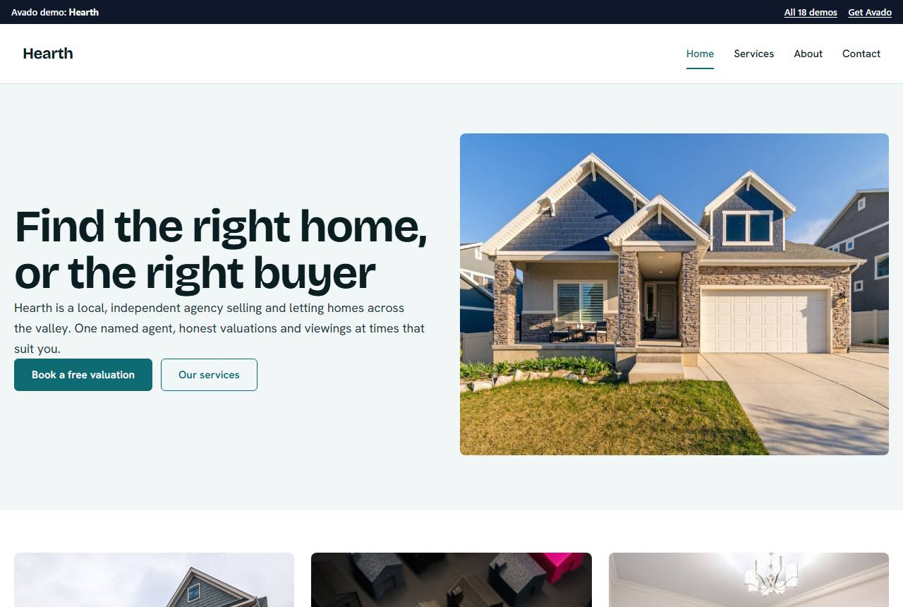 Home page of the Hearth demo
