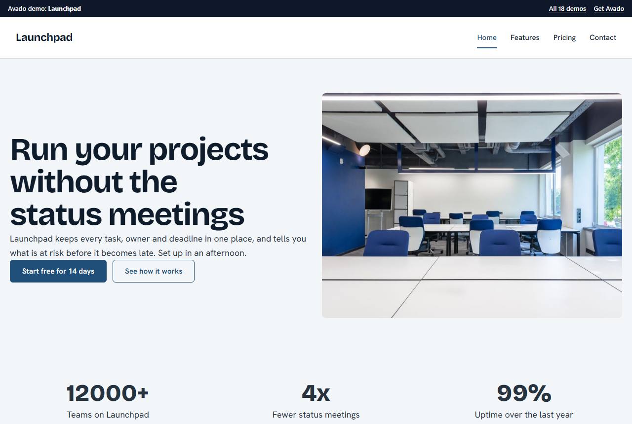 Home page of the Launchpad demo